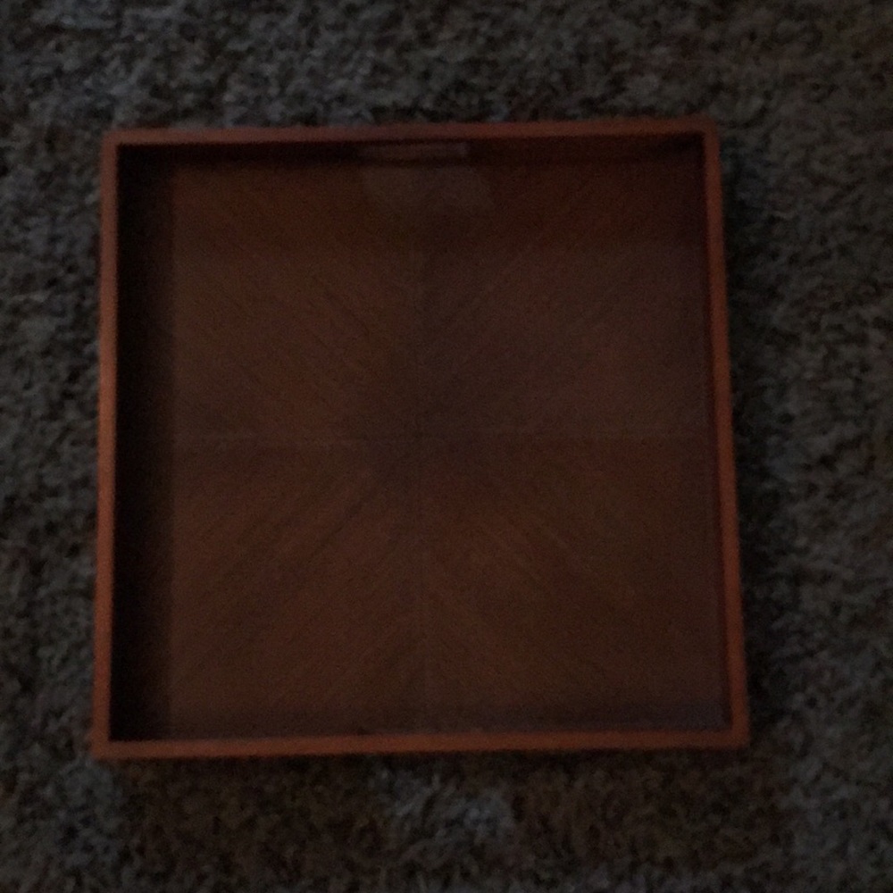 Oversized Crate & Barrel carved square tray - Picture 3 of 9